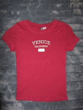 H&M Divided Burgundy Crewneck Tee